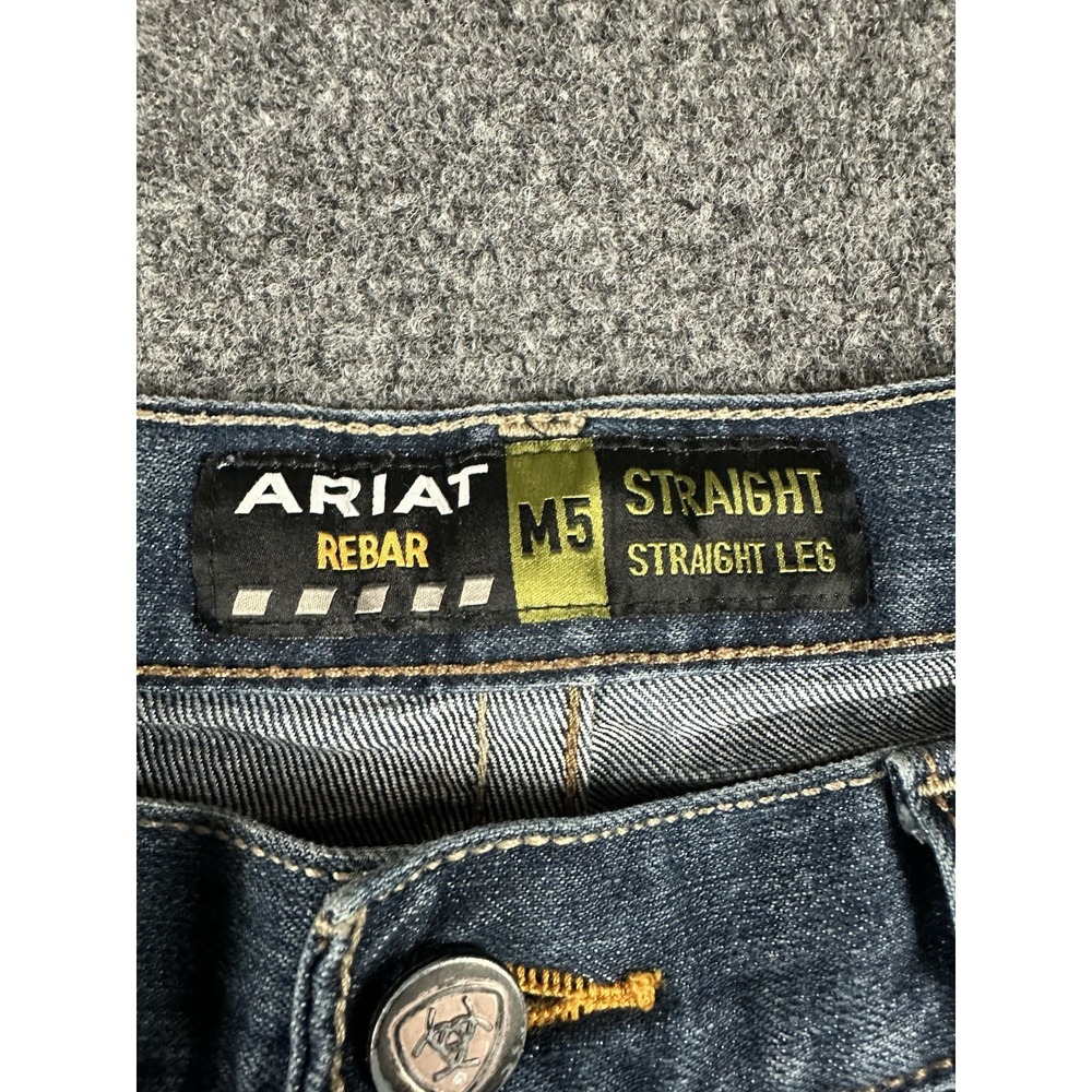 Ariat M5 Jeans Rebar Straight Men's Medium Wash Size 36 X 36 Whiskered * - Picture 6 of 14